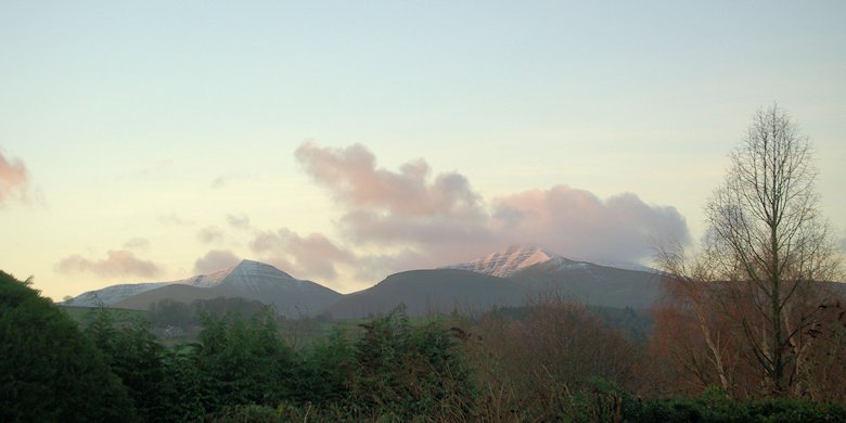 A trace of snow still covers the highest peaks in the Beacons on the morning of 29th December 2013