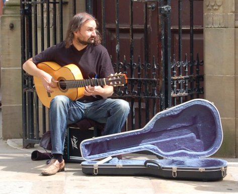 Impromptu performance out side the HSBC bank in High Street.